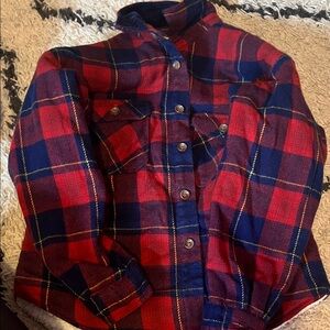 Canyon River Blues Red and Blue Plaid Kids Puffer Jacket